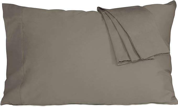 Pillow Cases, King Size Cotton Percale Weave Pillowcases, Pre-Shrunk Breathable and Hypoallergenic Pillowcases, Set of 2 (2 Piece King 20 Inch x 40 Inch, Taupe Gray)