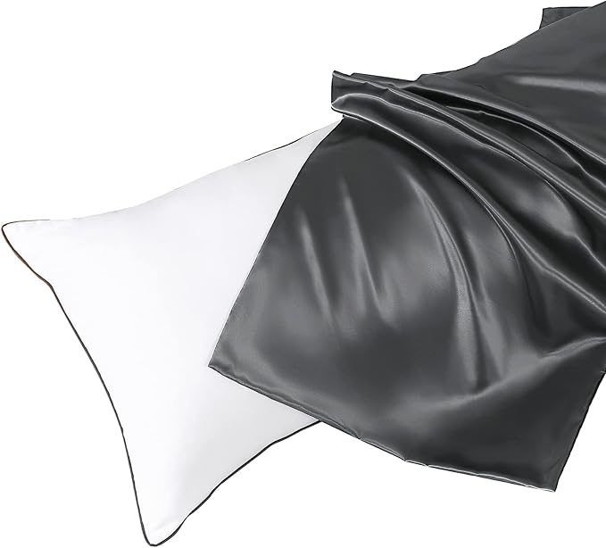 HUXMEYSON Body Pillow with Satin Pillowcase, Body Pillow for Adults, Removable Cover, Grey (20"x54")