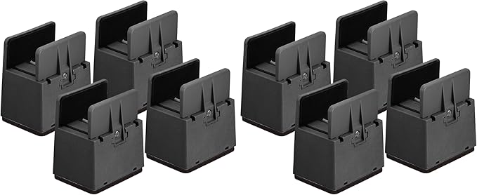uxcell 2 inch Bed Risers with Adjustable Screw Clamp, 4Pcs Furniture Risers for Bed, Desk, Sofa, Table, Fit for Furniture Thickness 0.39-1.45", Supports 5000 Pounds, Black (Pack of 2)