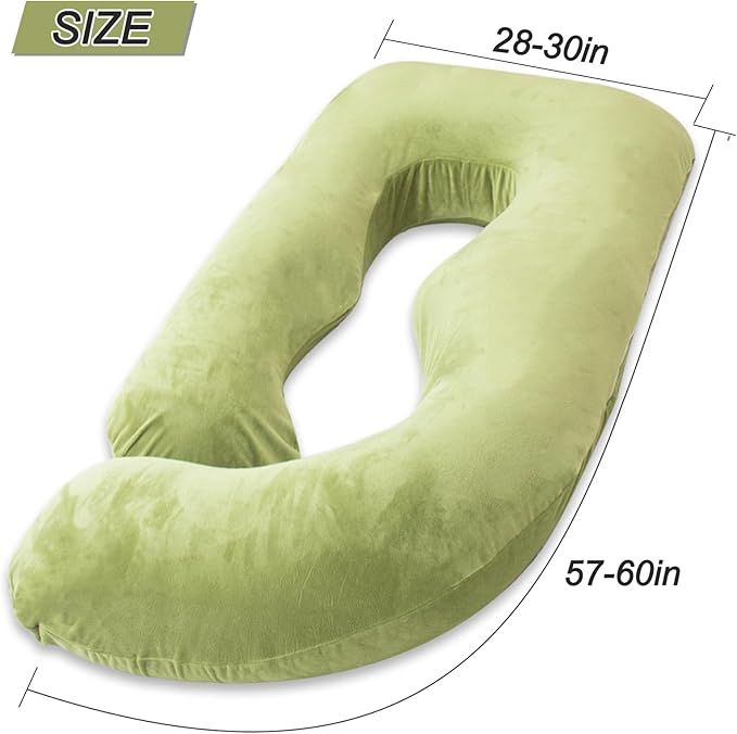 60 Inch Pregnancy Pillow for Sleeping, Extra Large U Shaped Body Pillow, Maternity Pillow for Pregnant Women (Green)
