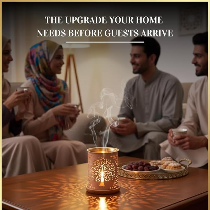 Dukhni Tree of Life Oil Burner | Brass Burner with Candle | Use This Diffuser with Essential Oil & Diffuser Oils | Relax with Home Aromatherapy for Stress Relief, Meditation and Home Fragrance