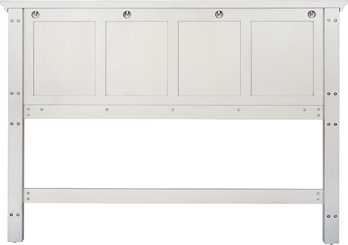 OSP Home Furnishings Farmhouse Basics Queen Headboard Only, Rustic White Finish