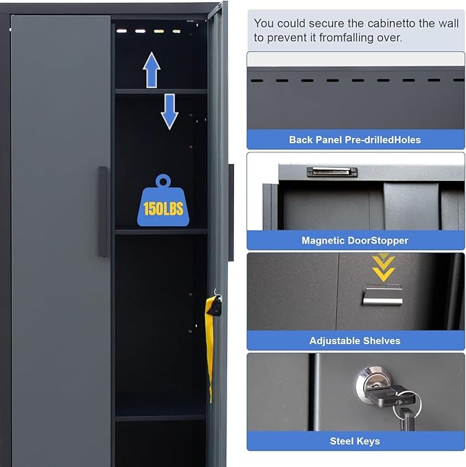 Garage Storage Cabinet System, 7PCK Workshop Set Garage Cabinets and Storage System with Steel Cabinet Drawers, Workbench, Pegboard for Tool Organization