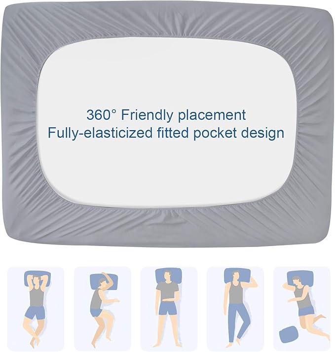 King Mattress Protector Pad Waterproof Quilted, Breathable & Cooling King Size Mattresses Cover Protector Fitted with Deep Pocket Up to 18", (Gray)