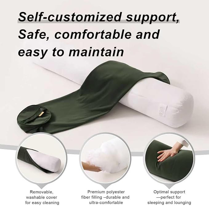 Body Pillow for Adults,Long Round Pillow,Big Cylindrical Pillow,Large Full Bolster Pillows for Side Sleepers (Jade Green, 59"*7.87")