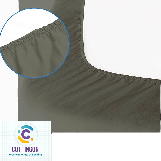 Cot Size 33" x 75" Fitted Sheet, 100% Egyptian Cotton, Perfect for Camp Bunk Beds/RVs/Guest Beds/Army Cots/Replacement Mattress (Stone Grey)