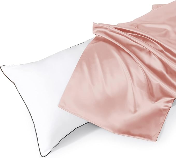 HUXMEYSON Body Pillow with Satin Pillowcase, Body Pillow for Adults, Removable Cover, Pink (20"x54")