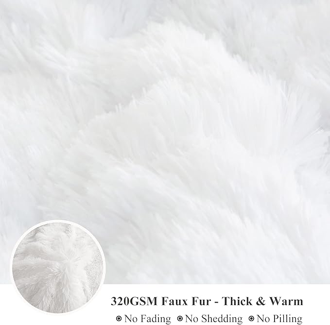 XeGe Luxury Shaggy Faux Fur Body Pillow Cover, Fluffy Fuzzy Bed Body Pillowcase with Zipper Closure, Soft Decorative Plush Long Pillow Sham for Home Bedroom 20"x54" White