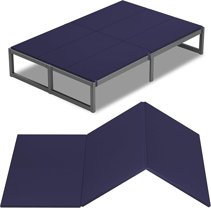Lutown-Teen Bunkie Board Queen High-Density Polymer Bed Support Bunkie Board Queen Size Anti-Sag, Breathable, Moisture Resistant, Noise Minimizing, Blue