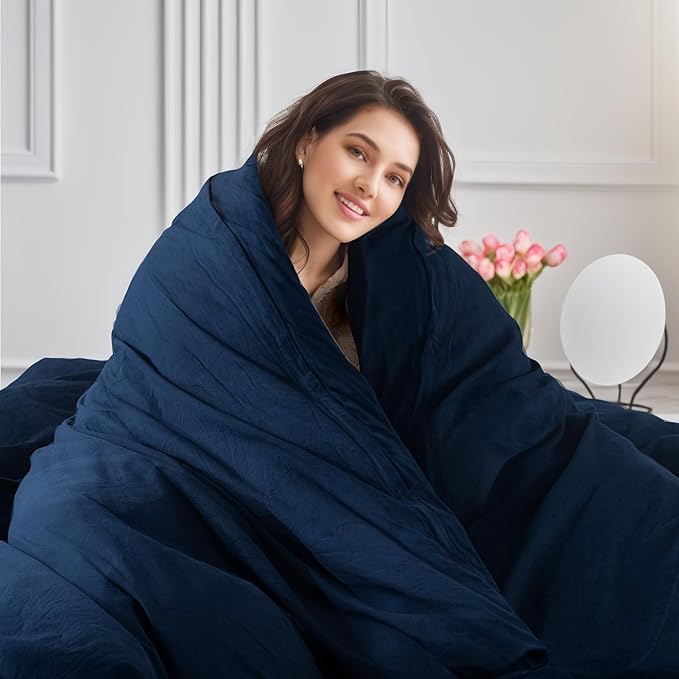 NEXHOME PRO Duvet Cover Set 100% Washed Cotton California Kingn 104"x98", Organic Natural Linen Look Textured 3 Pieces Bedding Set with Zipper Closure, Breathable (No Comforter) 10498