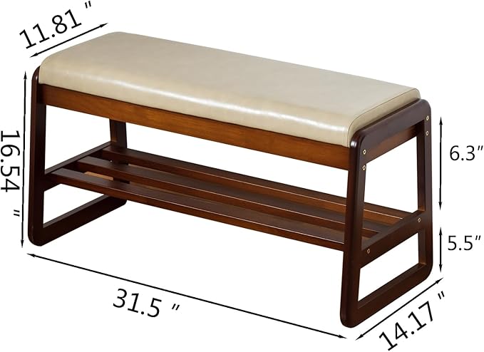 SOBIBO Shoe Bench with Storage - 2-Tier Entryway Bench, Solid Wood Shoe Rack with Cushion & Flip-Open Box, Mid-Century Modern for Hallway, Mudroom, Bedroom (Gray, 31.5'')