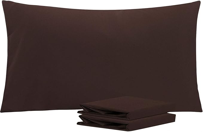 NTBAY King Pillowcase Set - 2 Pack Brushed Microfiber 20x36 Pillowcases - Soft, Wrinkle-Free, Fade-Resistant, Stain-Resistant, Dark Brown Pillowcases with Envelope Closure - 20x36 Inches, Dark Brown