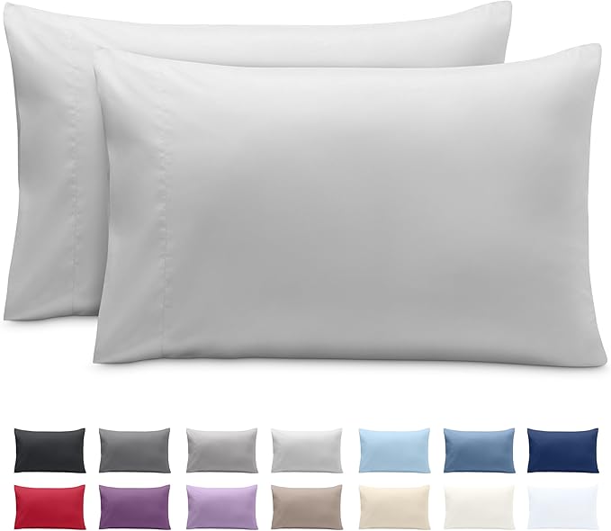 Bare Home Microfiber Pillow Cases - King 20x36 - Cooling Pillowcases - Double Brushed - Easy Care - Envelope Closure (King Pillowcase Set of 2, Cloud Grey)