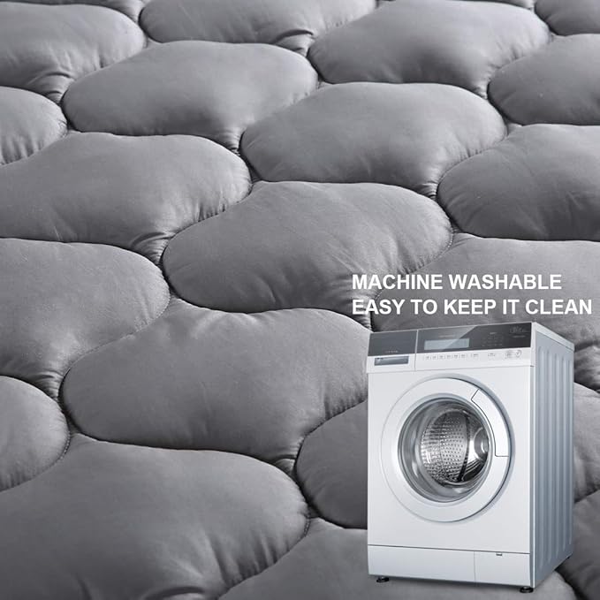 LEISURE TOWN Cotton Full Mattress Pad Fitted Quilted Mattress Cover Pillow Top Mattress Topper Cooling Soft Breathable Mattress Protector with 8-21 Deep Pocket,Machine Washable (54x75 Grey)