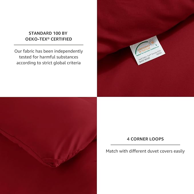CozyLux California King Comforter Set Dark Red, 3 Pieces Cal King Solid Breathable Bedding Sets for All Seasons, Luxury Soft Lightweight Bed Set with Down Alternative Comforter and 2 Pillowcases