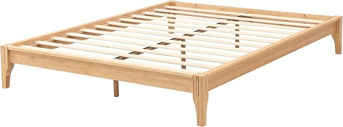 Merax King Size Bamboo Platform Bed, Mid-Century Modern Bed Frame with Wood Slat Support, No Box Spring Needed, Easy Tool-Free Assembly, Natural