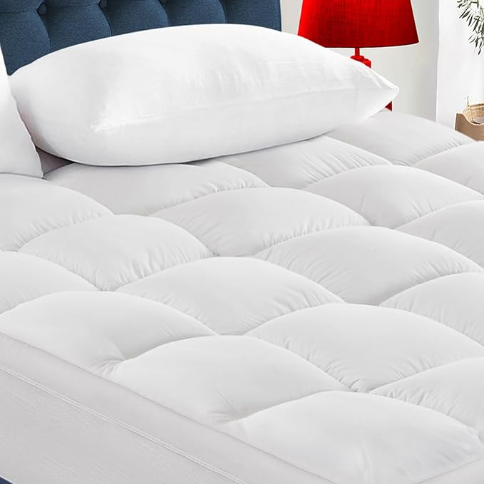 CYMULA RV King Mattress Topper - Extra Thick Cooling Mattress Pad Cover for Back Pain - Soft Mattress Protector Firm Bed Topper Pillow Top with 8-21 Inch Deep Pocket 3D Snow Down Alternative Fill