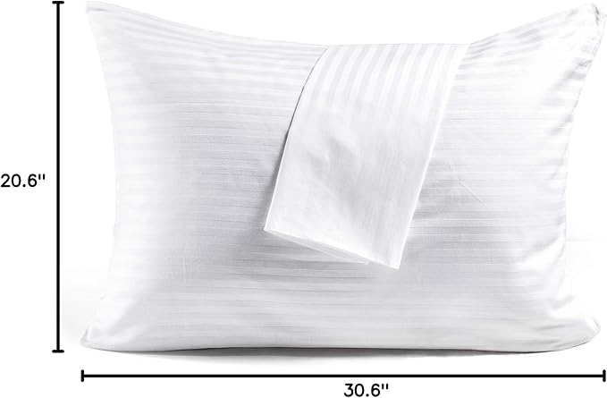 FAUNNA 600TC 100% Cotton Pillow Protectors, Queen Size (20x30), 6 Pack, Oeko-TEX Certified, Hotel Grade Pillow Cover with Silent Zipper, Zip Up Pillow Cases, White