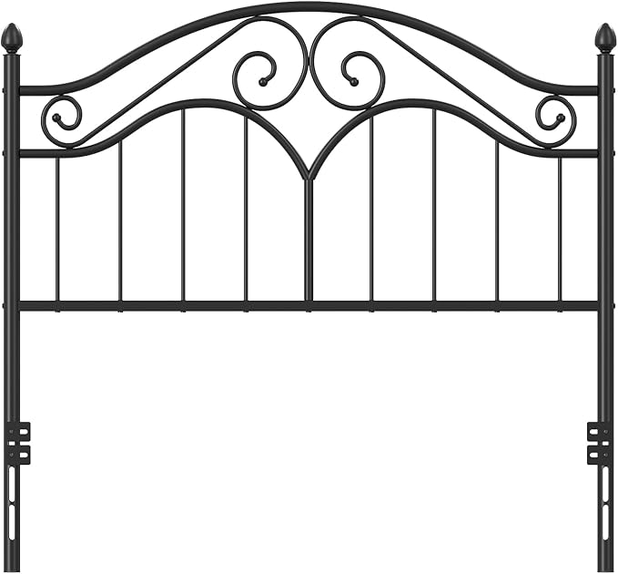 Elephance Headboard for Full Size Bed Frame, Vintage Platform Bed Metal Headboard Only, Height Adjustable, Sturdy and Stable, Full Size, Easy Assembly, Black