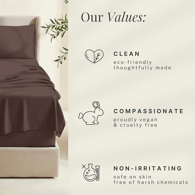 Hearth & Harbor Extra Deep Pocket Sheets - Fits Mattress 18-24 Inches Deep - Extra Deep Pocket Twin XL Sheets Sets - 4 Piece Twin XL Size - Brown