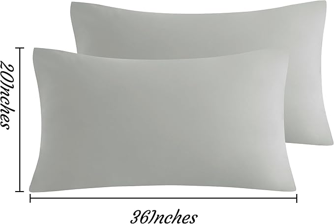 NTBAY King Pillow Cases Set of 2, 2 Pack Brushed Microfiber 20x36 Pillow Cases, Soft, Wrinkle, Fade, Stain Resistant Light Grey Pillow Cases with Envelope Closure, 20x36 Inches, Light Grey