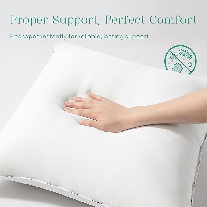 Phantoscope Hypoallergenic Throw Pillows Insert, 100% Virgin Fiber Throw Pillows - Indoor Pillow Inserts Decor Stuffer for Desk Sofa and Couch, Set of 2, 12 x 20