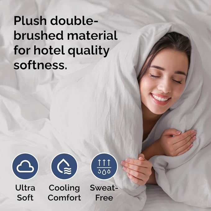 Duvet Cover Oversized King Size Set - Extra Soft Oversized King Duvet Cover with 2 Pillow Shams - Hotel Luxury, Easy Care & Fade Free w/ Zipper Closures & Ties - Comfy and Breathable (French Grey)