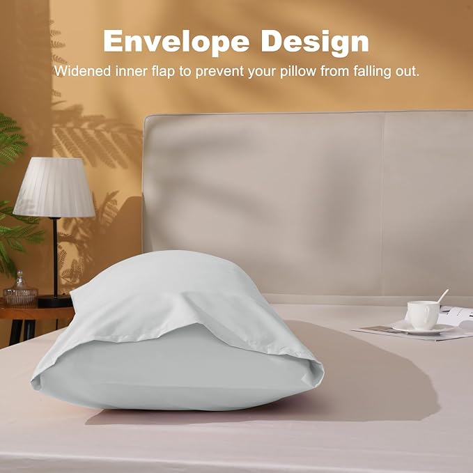 DOWNSTORIA Body Pillow Cover, Ultra Soft Microfiber Long Pillowcase, Envelope Closure Large Pillow Cases 20x54 inch (Light Gray)