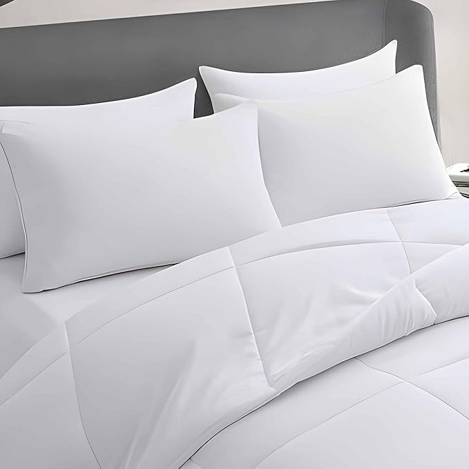 Acteb Medium Support Bed Pillows Standard Size Set of 4 Pack for Sleeping 20"x26", Hypoallergenic Skin Friendly Down Alternative Filling for Side Stomach Back Sleeper Machine Washable