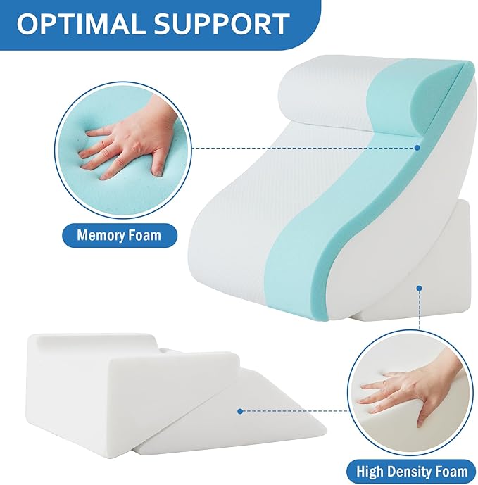 Ahpmeoa 5Pcs Wedge Pillow Set for After Surgery, Orthopedic Bed Wedge Pillow Set for Post Surgery, Acid Reflux Relief, Sleeping, Back Pain Relief, Adjustable Back Pillow for Bed Sitting up, White/Grey