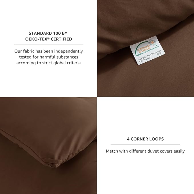 CozyLux Twin Comforter Set Brown, 2 Pieces Twin Extra Long Solid Breathable Bedding Sets for College Dorm, Twin XL Luxury Soft Bed Set with Down Alternative Comforter and 1 Pillowcase All Seasons