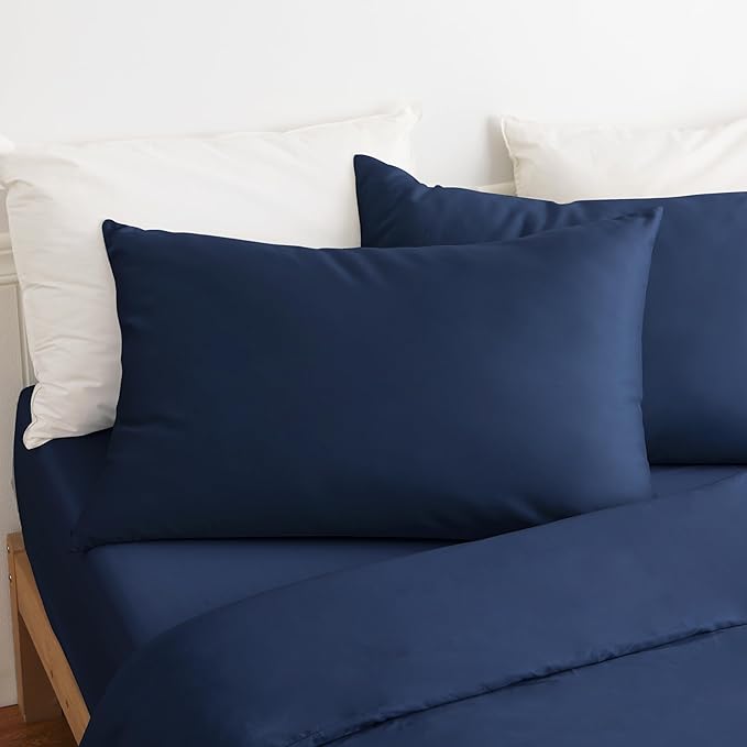 100% Cotton Classic Pillow Protectors with Invisible Zipper, 600 Thread Count Sateen Weave Soft and Breathable Pillow Cases, Protect Pillows from Dirt, Dust and Debris (Standard, 20"x26", Set of 2)