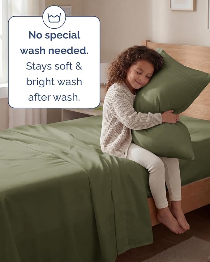 Twin Size 3 Piece Sheet Set - Comfy Breathable & Cooling Sheets - Hotel Luxury Bed Sheets for Women and Men - Deep Pockets, Easy-Fit, Soft and Wrinkle Free Sheets - Sage Green Oeko-Tex Bed Sheet Set