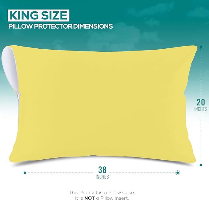Utopia Bedding Premium 100% Waterproof Pillow Protectors with Zipper King Size (Set of 2), Bed Bug and Dust Mite Proof Zippered Pillow Covers, Pillow Encasement Cases, Yellow
