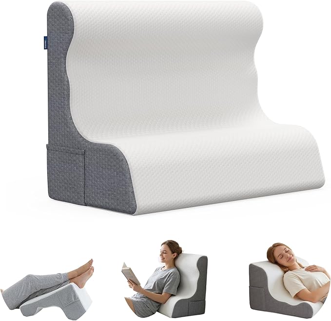 Wedge Pillow Headboard, Ergonomic Memory Foam Bed Wedge Pillow for After Surgery, Acid Reflux & Snoring Relief, Elevated Pillow for Sleeping, Sitting Up, Reading, TV, Back Support & Leg Elevation