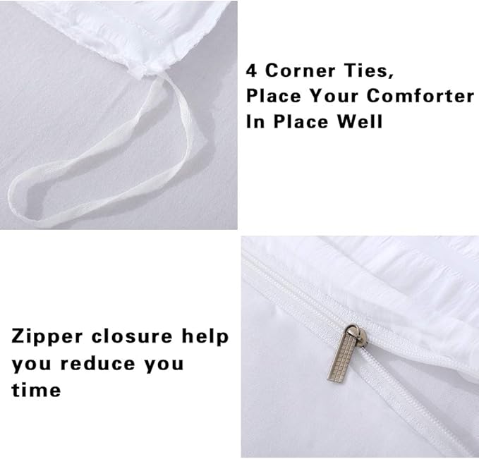 AveLom Seersucker Stripe Duvet Cover Full (80 x 90 Inches), 3 Pieces (1 Duvet Cover + 2 Pillow Cases) White Zipper Closure Corner Ties Soft Washed Microfiber Duvet Cover for Men,Women