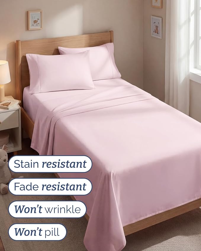 Twin 4 Piece Sheet Set - Comfy, Breathable & Cooling - Soft Hotel Luxury Bedding for Women, Men, Kids, Teens and Children - 1 Flat & 1 Fitted Sheet & 2 Pillowcases with Deep Pockets - Lavender Pink