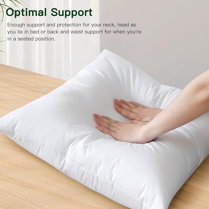 OTOSTAR Pack of 1 Down and Feather Throw Pillow Inserts, 18 x 18 Soft Fluffy Square Pillow Inserts with 100% Cotton Cover Decorative Pillows for Sofa Couch Bed-White