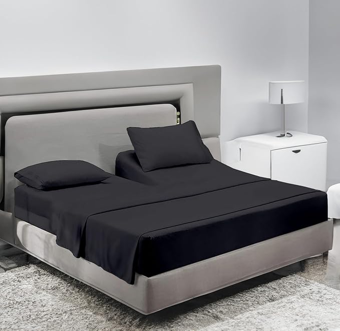 Sanders Collection Inc SCI Top Split Flex Sheet Set for Adjustable Bed 30" Split Head King Size 800 Thread Count 100% Egyptian Cotton 4 Piece Set fits up to 16 Inch Deep Pocket (Dark Gray)