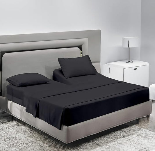 Sanders Collection Inc SCI Top Split Flex Sheet Set for Adjustable Bed 30" Split Head California King Size 800 Thread Count 100% Egyptian Cotton 4 Piece Set fits up to 16 Inch Deep Pocket (Dark Gray)