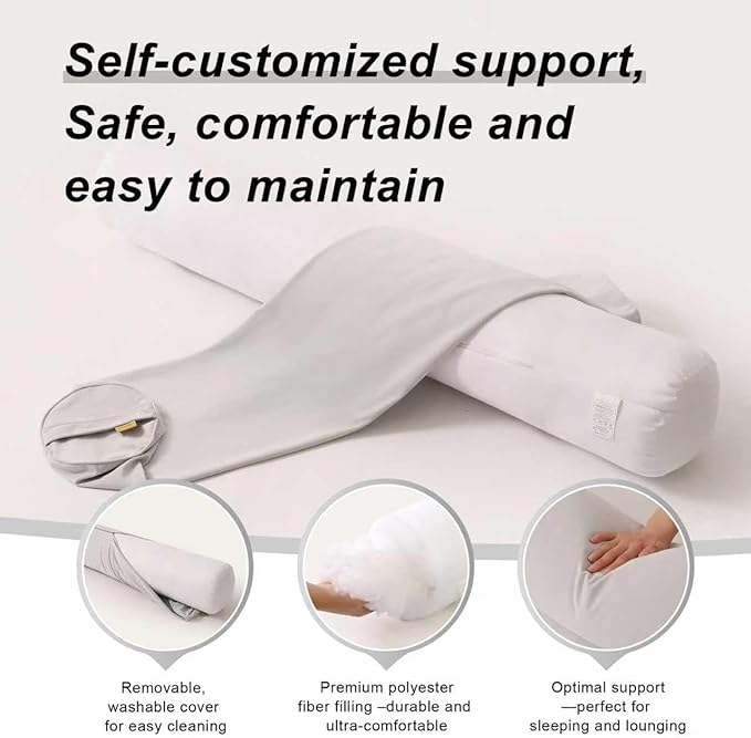 Body Pillow for Adults,Long Round Pillow,Big Cylindrical Pillow,Large Full Bolster Pillows for Side Sleepers (Silver Gray, 47.24"*7.87")