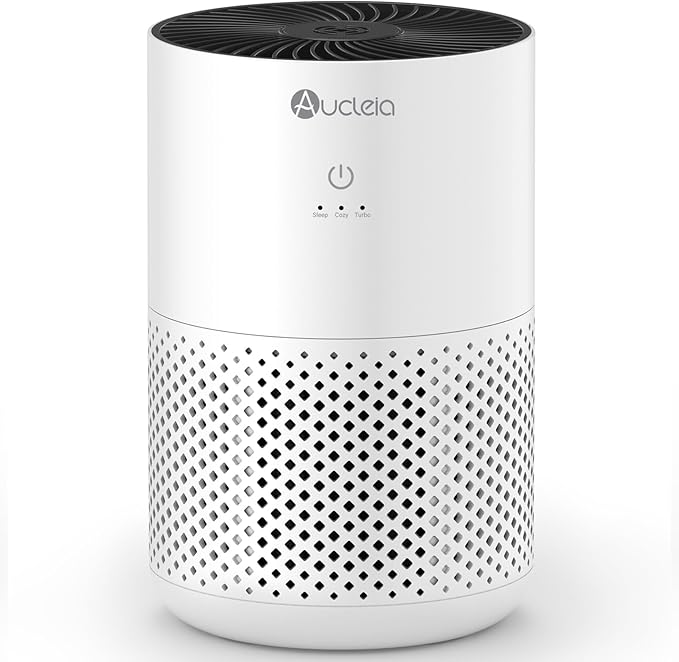 Aucleia Air Purifiers for Bedroom Home with H13 True HEPA Filter, 20dB Quiet Air Cleaner for Pets Hair Dander Odor, Smoke Dust Pollen, Aromatherapy Function, White