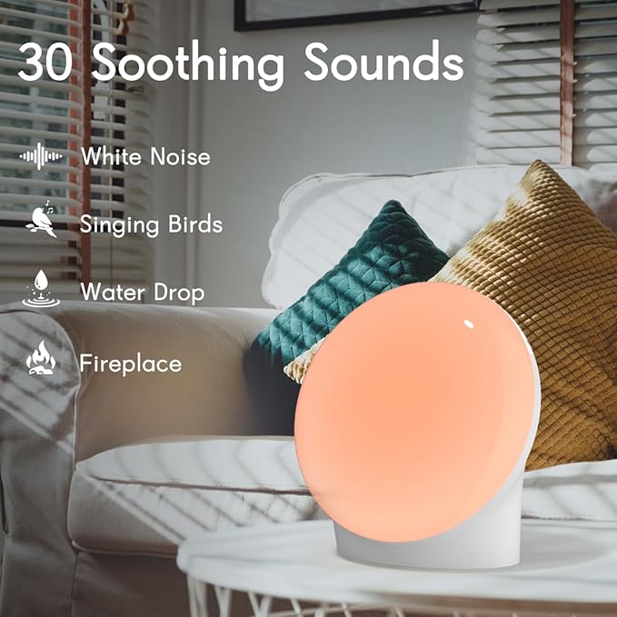 BrownNoise White Noise Machine with 30 Soothing Sounds 12 Colors Night Light and Sound Machine 36 Volume Levels and Memory Function 4 Timers 10 Adjustable Brightness Sleep Machine for Baby Adults Kids