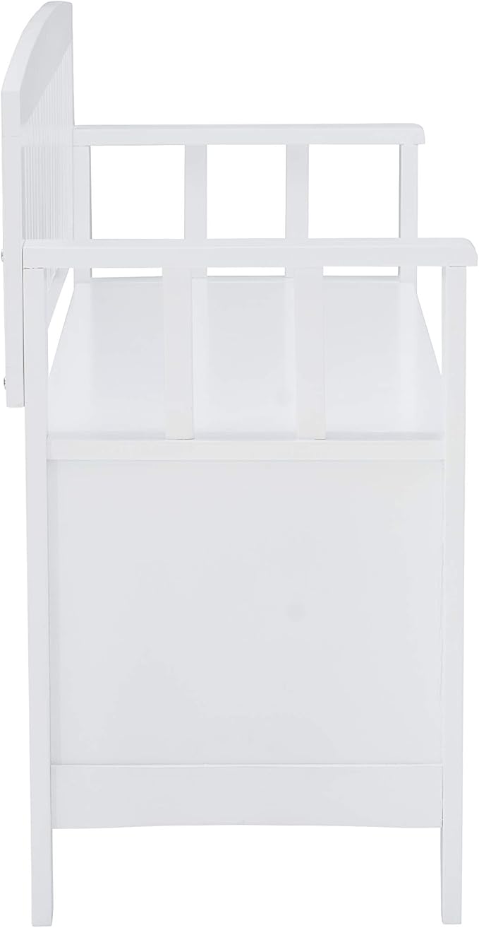 Cynthia White Storage Bench with Flip-Top Lid and Hidden Storage Space by Linon