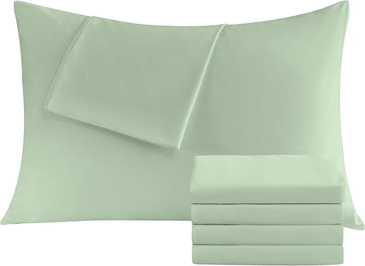Pillowcases King 4 Pack, 20x36 Pillow Cases with Envelope Closure, Soft Plain Brushed Microfiber Covers Breathable Wrinkle-Resistant, Sage Green