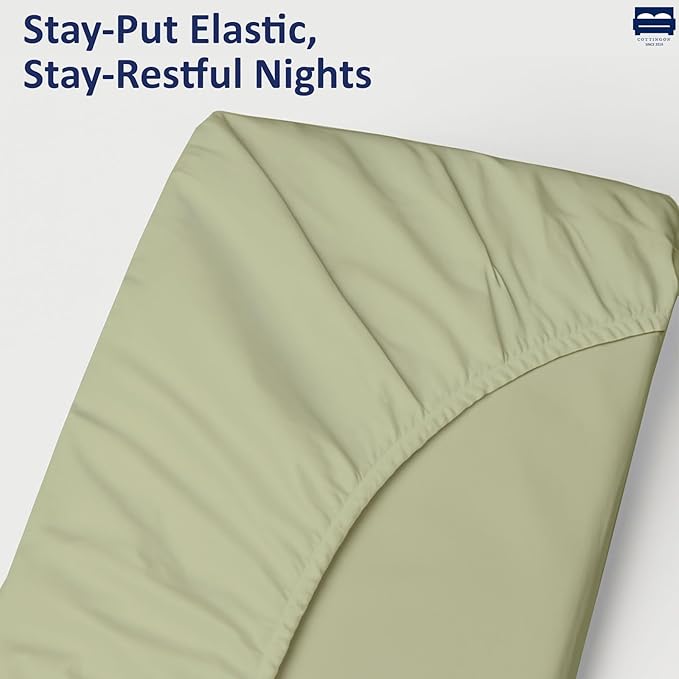 Cot Size 28" x 75" Fitted Sheet, 100% Egyptian Cotton, Perfect for Camp Bunk Beds/RVs/Guest Beds/Army Cots/Replacement Mattress (Sage)