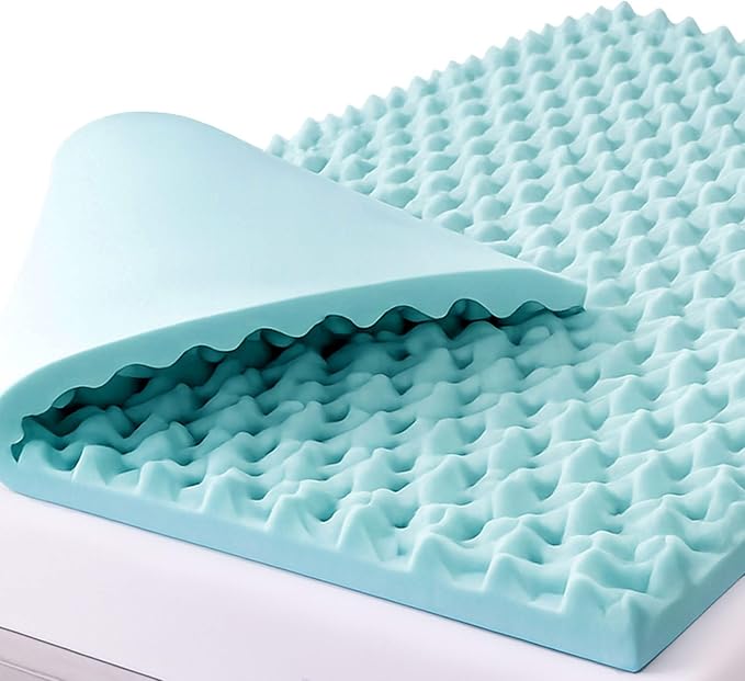 DMI 2-Inch Foam Mattress Topper, Egg Crate Foam Pad for Support, Air Circulation, Pressure Relief & Weight Distribution, Twin Size 33 x 72, Blue