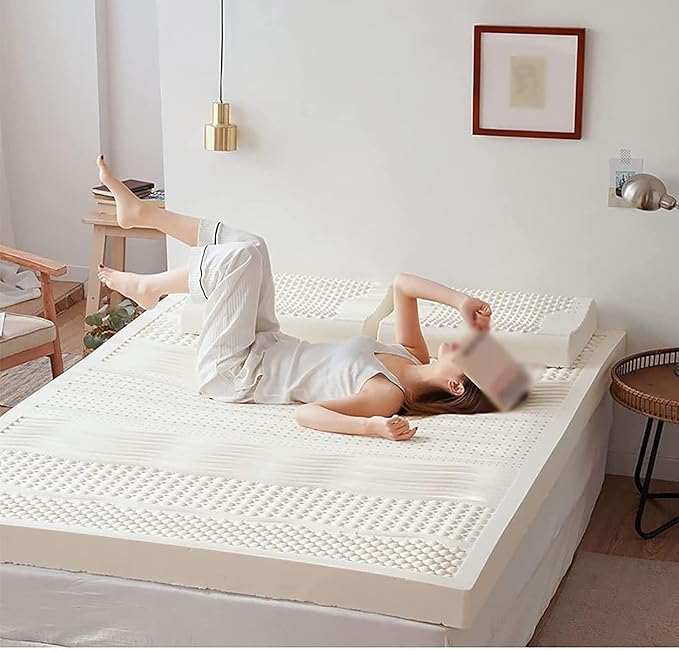 100% Natural Latex Mattress, Thick Soft Mattress Topper Portable Relieves Pressure, Organic Latex Mattress Cover,3in,200x220cm(79x86in)