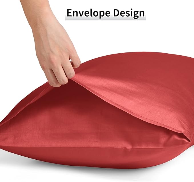 Warmstar Cotton Pillow Cases King Size Set of 2, 600 Thread Count Pillowcases 20x36 Inches, Soft Long Staple Cotton Pillowcases Breathable with Envelope Closure,Wine Red