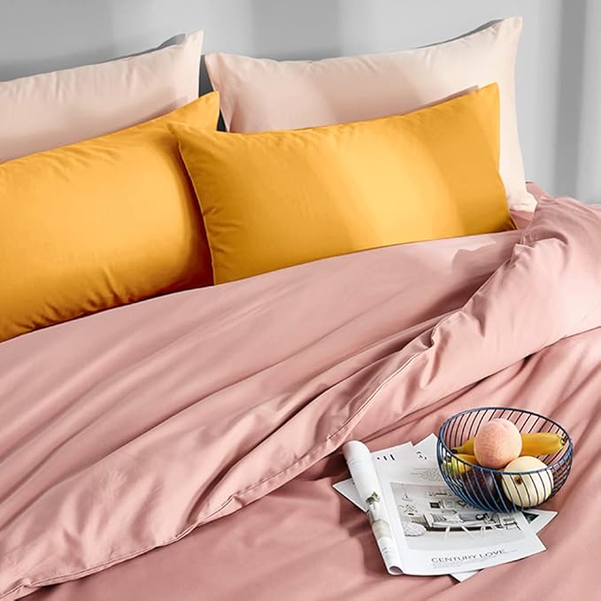 FLXXIE Pillow Cases Queen, Soft Microfiber Pillow Covers with Envelope Closure, Wrinkle Resistant Pillowcases, 2 Piece Set, 20x30, Ginger Yellow